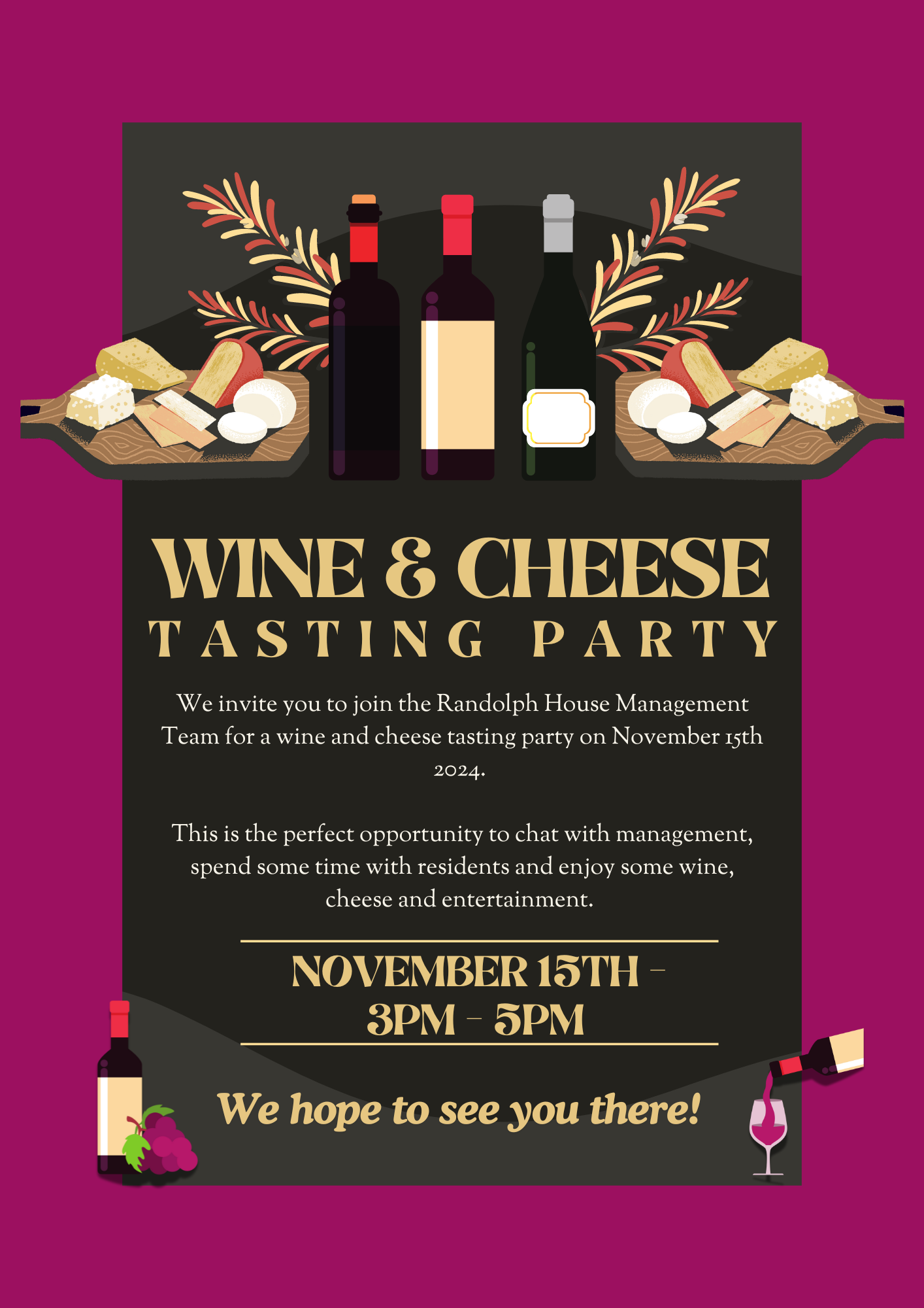 You’re Invited: Randolph House Wine and Cheese Tasting Party