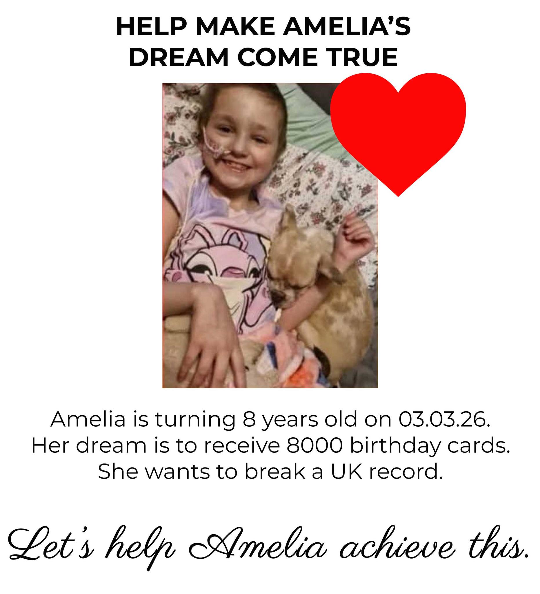 Cards of Kindness: Helping Amelia Reach 8,000